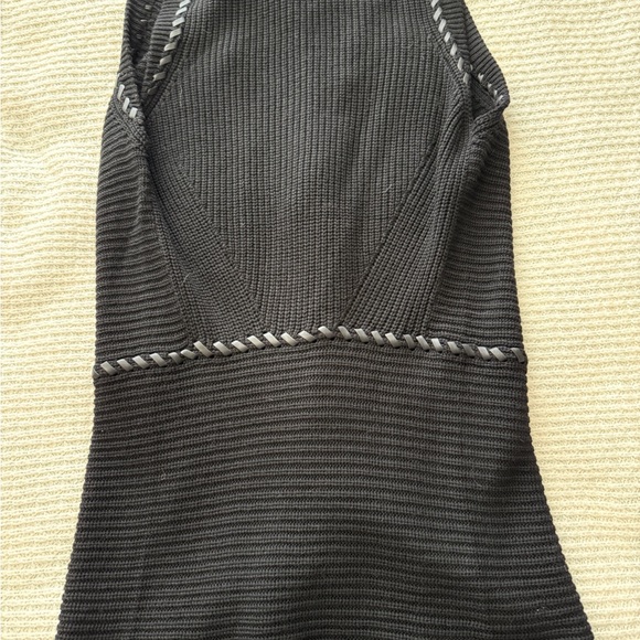 White House Black Market Black Faux Fur-Trim Sleeveless Knit Vest - Picture 9 of 13